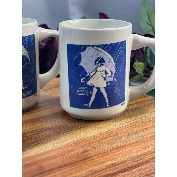 Set of 3 Vintage Morton Salt Girl Coffee Mugs - When it Rains it Pours - Picture 4 of 8